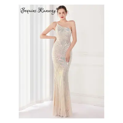 Sexy svatební šaty maxi Sequins SQ1098 Barva: Aprikotová