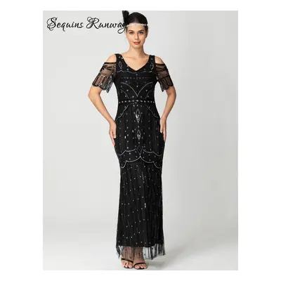 Plesové šaty dlouhé Sequins SQ1188 Barva: Černá