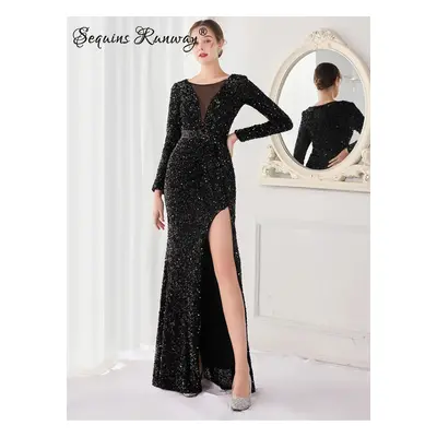 Plesové šaty dlouhé Sequins SQ1193 Barva: Černá