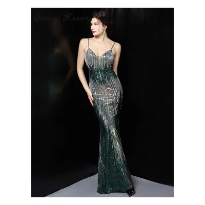 Sexy společenské šaty maxi Sequins SQ1054 Barva: Zelená