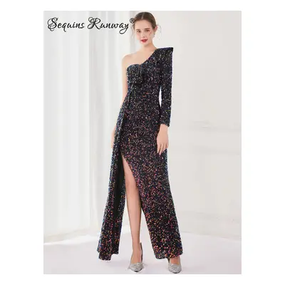 Maxi plesové šaty Sequins SQ963 Barva: Černá