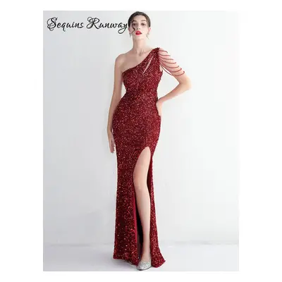 Sexy večerní šaty maxi Sequins SQ1067 Barva: Vínová