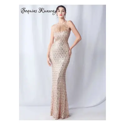 Dlouhé společenské šaty Sequins SQ887 Barva: Zlatá