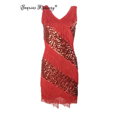 Plesové mini šaty Sequins SQ912 Barva: Červená