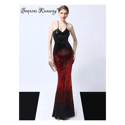 Sexy dlouhé šaty na ples Sequins SQ1138 Barva: Černá