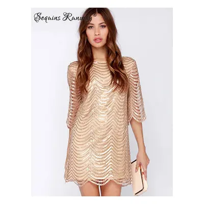 Společenské mini šaty Sequins SQ938 Barva: Zlatá