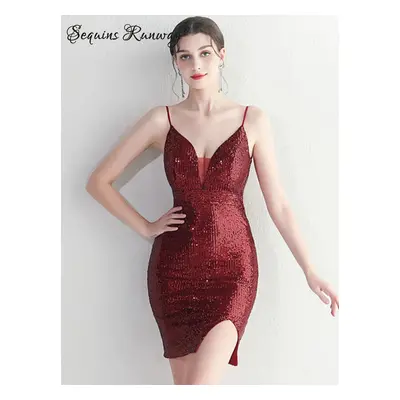 Plesové midi šaty Sequins SQ143 Barva: Vínová