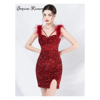 Společenské midi šaty Sequins SQ129 Barva: Vínová