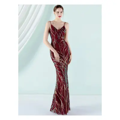 Sexy společenské šaty maxi Sequins SQ1064 Barva: Vínová