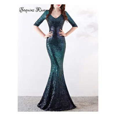 Sexy svatební šaty maxi Sequins SQ1089 Barva: Zelená