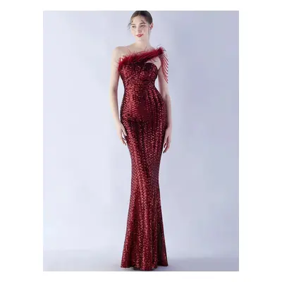 Sexy společenské šaty maxi Sequins SQ1057 Barva: Vínová