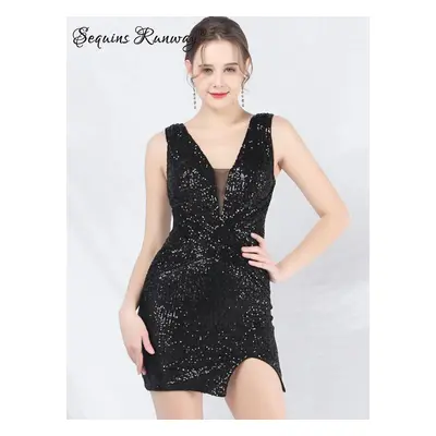 Plesové midi šaty Sequins SQ155 Barva: Černá