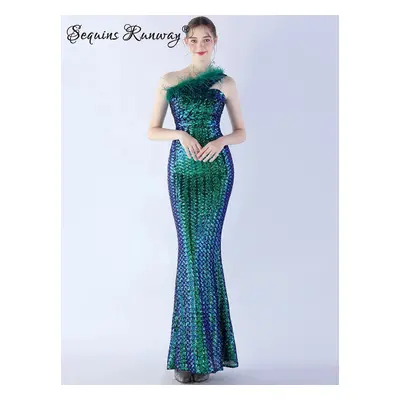 Sexy společenské šaty maxi Sequins SQ1053 Barva: Zelená