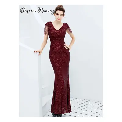 Svatební šaty dlouhé Sequins SQ1244 Barva: Vínová