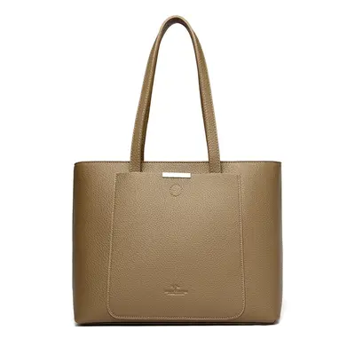 Elegantní kožená shopper kabelka Barva (Varianta): Khaki