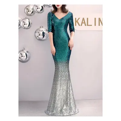 Dlouhé plesové šaty Sequins SQ1134 Barva: Zelená