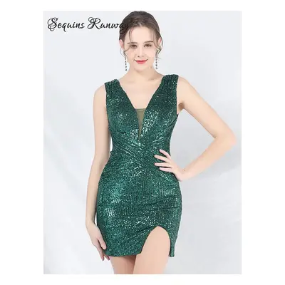 Plesové midi šaty Sequins SQ155 Barva: Zelená