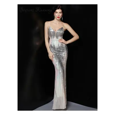 Sexy společenské šaty maxi Sequins SQ1054 Barva: Šedá