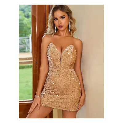 Plesové krátké šaty Sequins SQ962 Barva: Zlatá