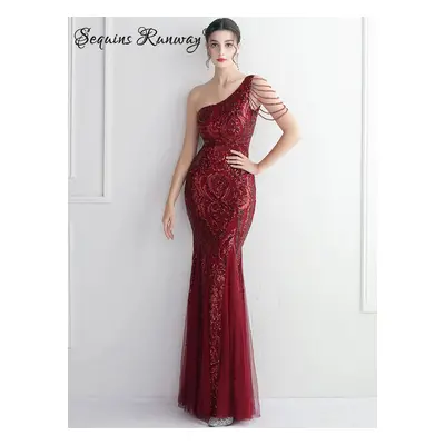 Plesové šaty dlouhé Sequins SQ1210 Barva: Vínová