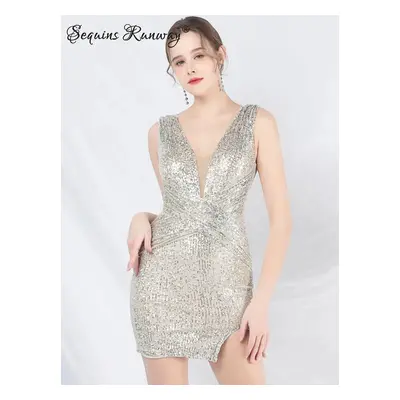 Plesové midi šaty Sequins SQ155 Barva: Stříbrná