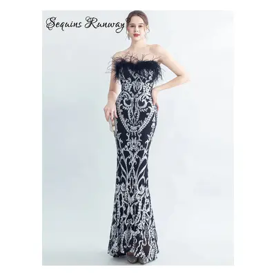 Sexy společenské šaty maxi Sequins SQ1056 Barva: Černá