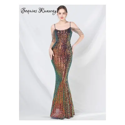 Plesové šaty dlouhé Sequins SQ1199 Barva: Modrá