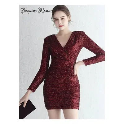 Plesové mini šaty Sequins SQ909 Barva: Vínová