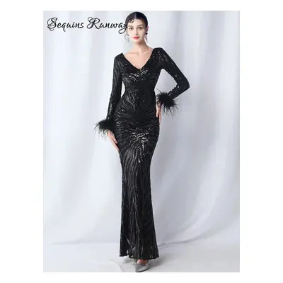 Plesové šaty dlouhé Sequins SQ1200 Barva: Černá