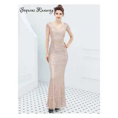 Svatební šaty dlouhé Sequins SQ1244 Barva: Šampaňská