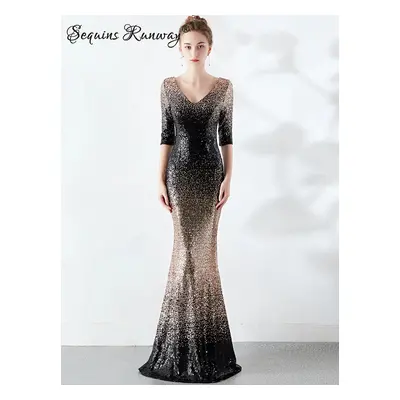 Sexy svatební šaty maxi Sequins SQ1089 Barva: Černo-Zlatá