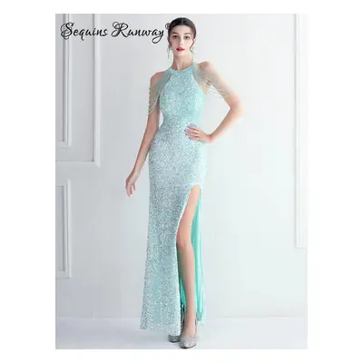 Sexy večerní šaty maxi Sequins SQ1065 Barva: Mátová