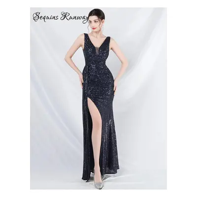 Sexy svatební šaty maxi Sequins SQ1090 Barva: Tmavě Modrá