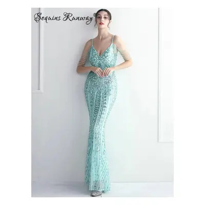 Sexy večerní šaty maxi Sequins SQ1072 Barva: Mátová