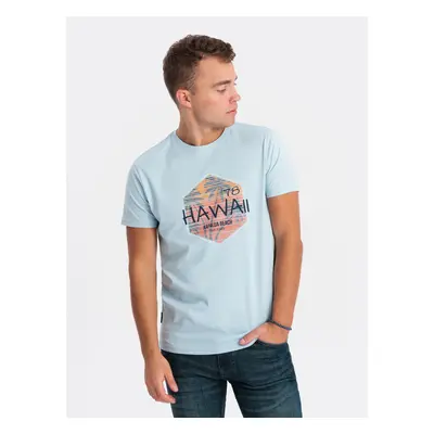 Men's printed cotton t-shirt V2 S1740 Barva: Světle Modrá