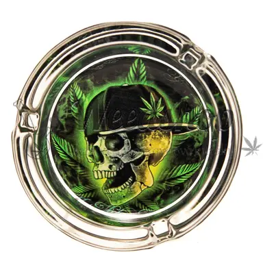 WeedShop Skleněný popelník - Cannabis Skull Varianty: Cannabis leave skull