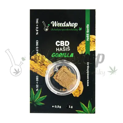 CBD Hašiš - Gorilla (CBD 25 %) - 0,9% THC Váha: 0,5 g