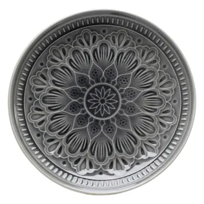 KARE Design Talíř Sicilia Mandala - šedý, Ø21cm