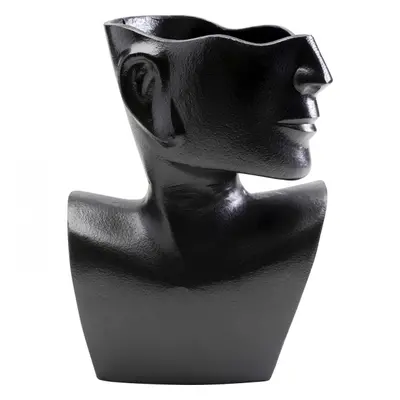 KARE Design Hliníková váza Rostro Side - černá, 27cm