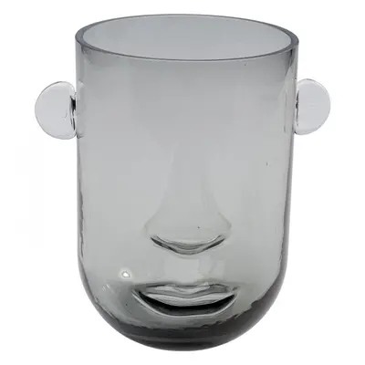 KARE Design Šedá skleněná Váza Small Face 20cm