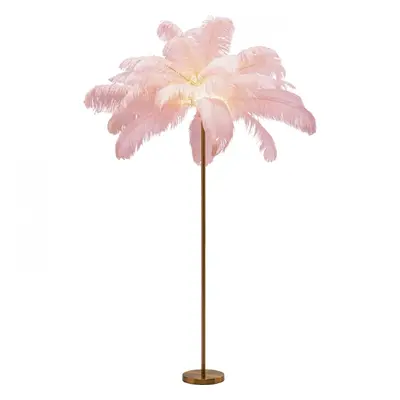 KARE Design Stojací lampa Feather Palm - růžová, 165cm