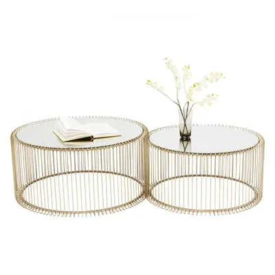 KARE Design Konferenční stolek Wire Brass (set 2 kusů)