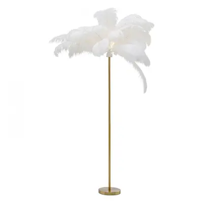 KARE Design Stojací lampa Feather Palm - bílá, 165cm