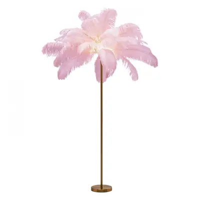 KARE Design Stojací lampa Feather Palm - růžová, 165cm