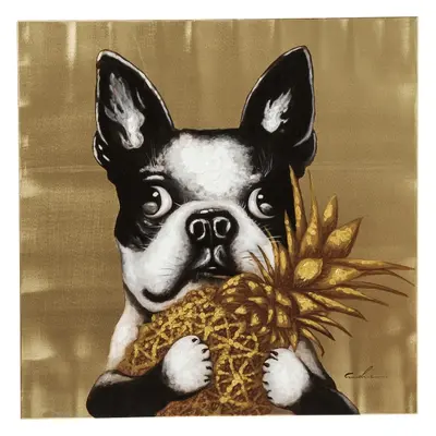 KARE Design Obraz na plátně Dog with Pineapple 80×80cm