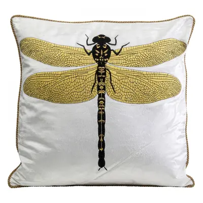 KARE Design Dekorativní polštář Glitter Dragonfly - bílý, 40x40cm