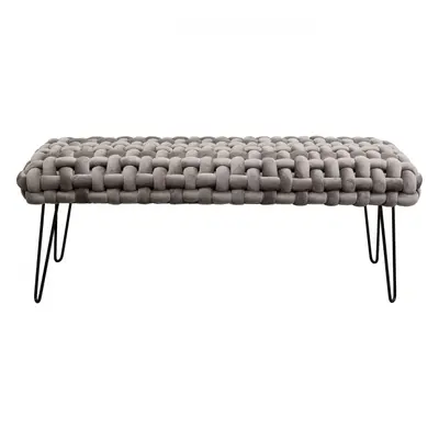 KARE Design Polstrovaná lavice Weave - šedá, 128cm