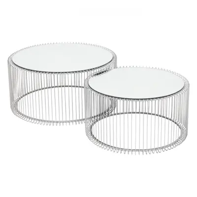 KARE Design Konferenční stolek Wire Silver - set 2 ks