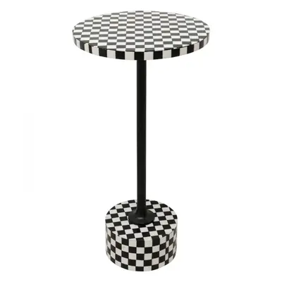 KARE Design Odkládací stolek Domero Chess - černobílý, Ø25cm