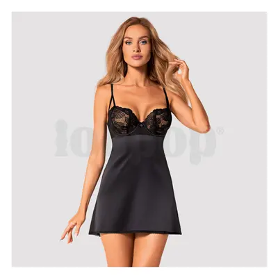 Obsessive Serena Love Chemise &amp; Thong Black